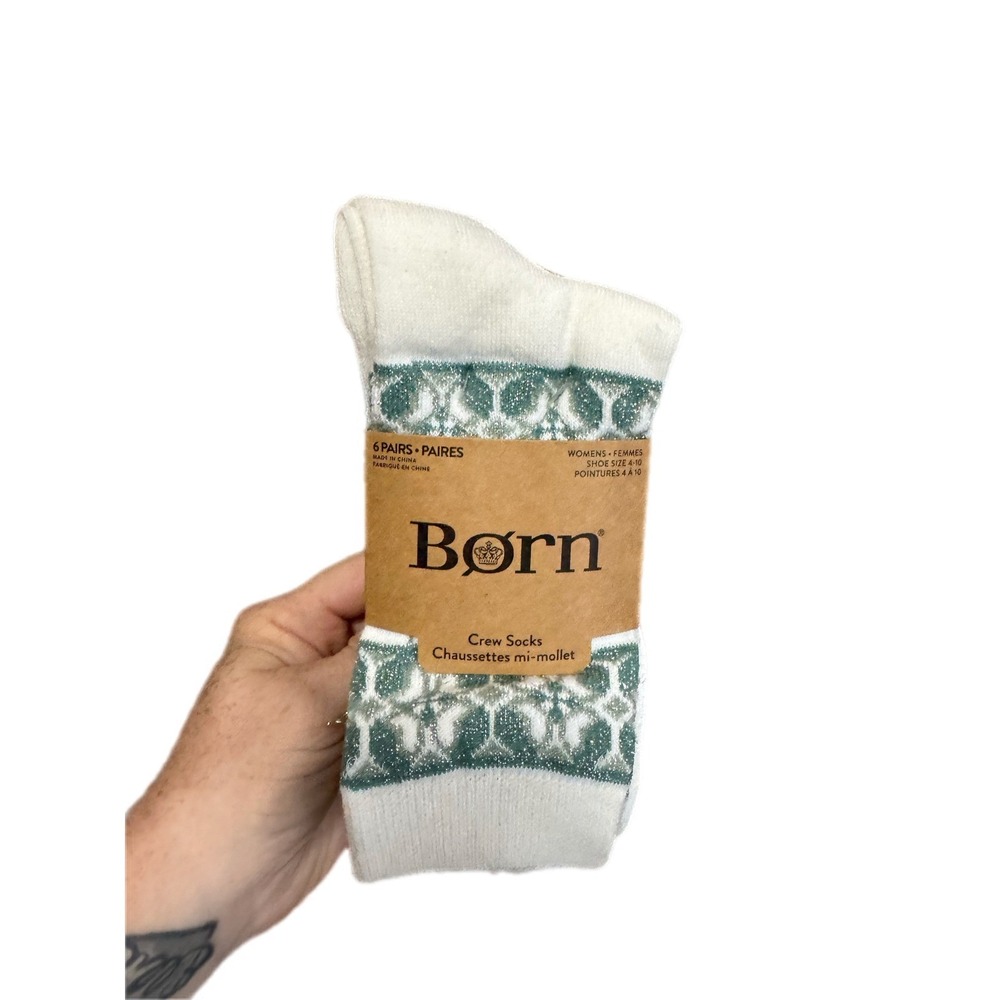 Born Crew Socks Womens‎ 4-10 Multicolor 6 Pairs NEW Earthy Boho Ribbed Fair Isle